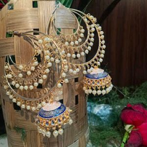 Long Chand Bali Jhumka Earrings