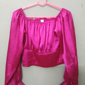 PINK SATIN CROP TOP 💗