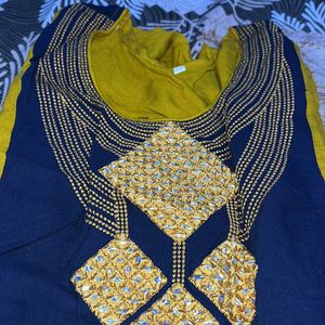 #Mustard And # #Blue #Kurta