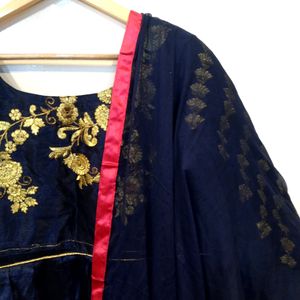 Navy Blue Embroidered Gown(Women)