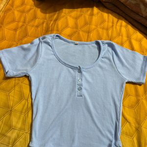 Blue Button Up Short Tshirt