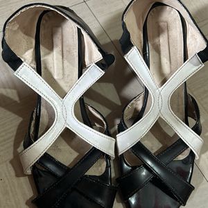 Black And White Cris Cross  Pencil Heels