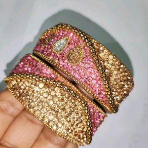 Pink And Golden Colour Bangle
