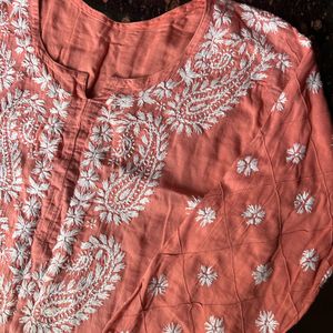 Rust brown Chikankari kurta