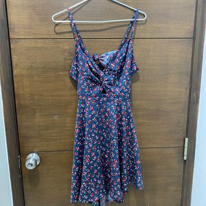 Berrylush Navy Blue Floral Dress With Freebie