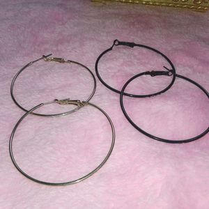 Combo Of Black & Silver Hoop Earrings