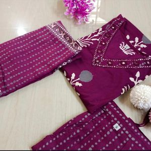 Burgandy Cotton Kurta Set