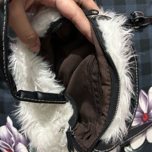 White Furr Sling Bag