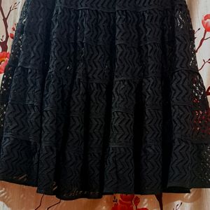 Black Long Net Skirt