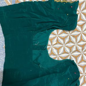 Bandhej Saree With Two Blouse And Wit Fall