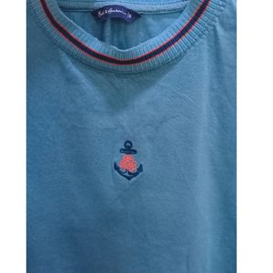 Mast & Harbour Teal blue Embroided Tshirt (Women)