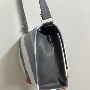 Grey And White Contrast Sling Bag