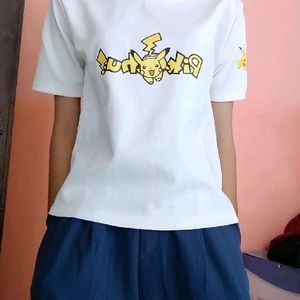 White Cute Picachu T Shirts