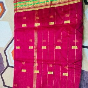 Bandhani Print Maroon Saree