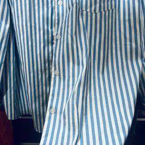 Oversized Blue And White Striped Shirt 👔