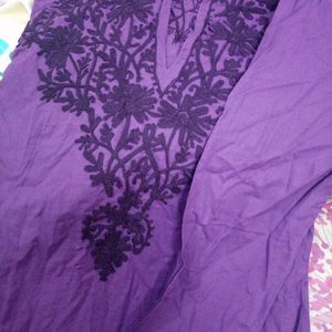 Purple Chikenkari Kurta