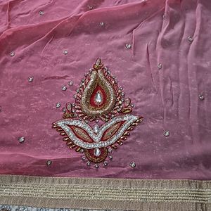 Pink Saree With Beautiful Work