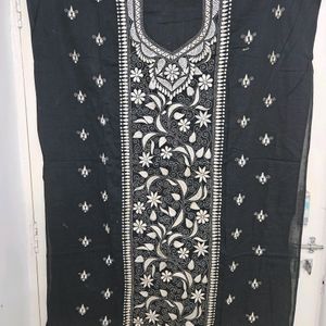 Cotton Hand Embroided kurta Cloth +matching Earrin