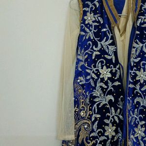 Blue Full Anarkali Dress With Dupatta & Pent