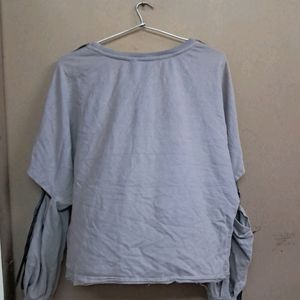 Womens Grey Solid Stylish Top.