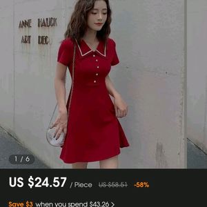 Korean Style Chic Short Sleeve Button Dress