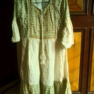 Chickankari Printed Frok Style Kurti