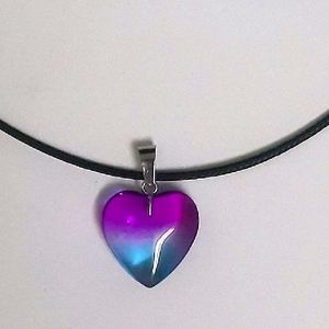 Y2k Glass Heart Pendant With Cord