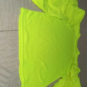 Neon Top With Fluffy Shoulders