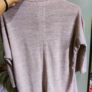 Mauve & Grey TopWith Cold Shoulder Pattern On Hand