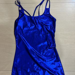 Shiny Navy Blue Mini Dress