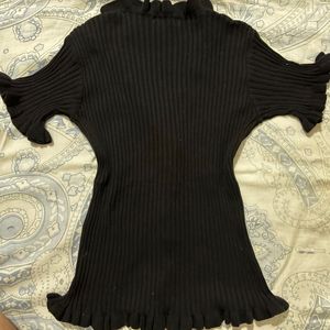 cute korean black fitted top for women