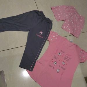 Pink Night Suit For Girls