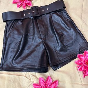 Black Faux Leather Shorts