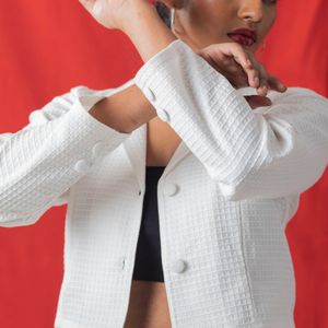 Waffle Weave White Jacket