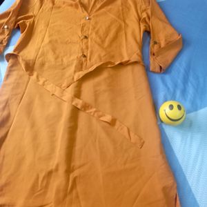 Zima Leto Women Mustard Shirt Dress