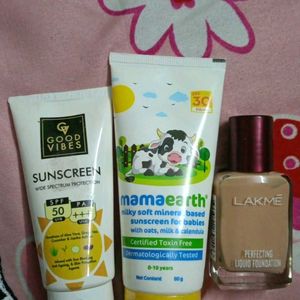 Combo Of 2 Sunscreen And Lakme Foundation