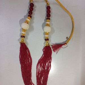 Red And White Beads Set With Earrings