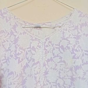 Lavender And White Tunic