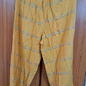 Gold Yellow Palazzo Regular Fit Pants