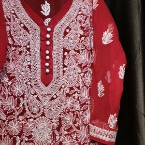 Red Without Inner Chicken Kurti