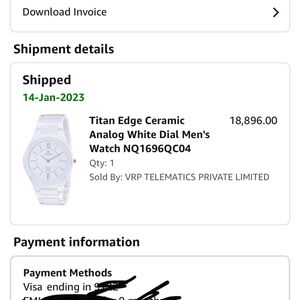 Titan Edge Ceramic Analog White Dial