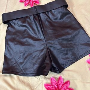 Black Faux Leather Shorts