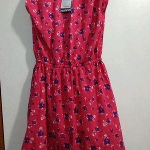 Red Printed Fir And Flare Dress From Moda Rapido