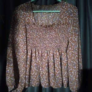 Long Sleeve Smocked Top