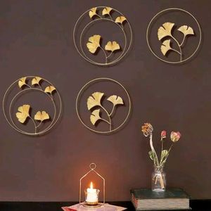 Pack Of 4 Light Weight Gold Metal Wall Decor