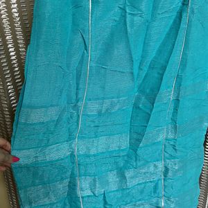 Sea Green Kurta With Silver Self fabric embroidery