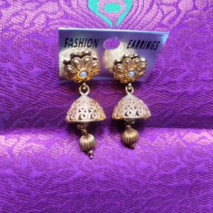 Elegant Gold Plated Jhumka Earrings