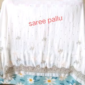 New fancy zari work white saree with blouse