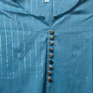 Blue Lined Straight Kurta