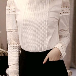 Vintage Laced Long Sleeves White Top